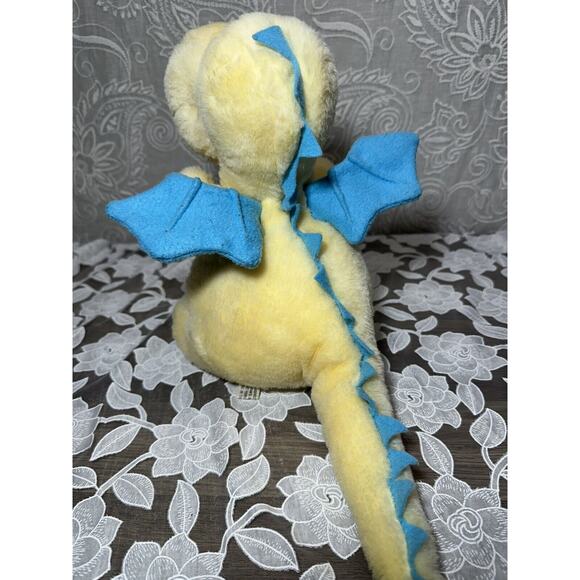 Vintage Yellow Dragon Plush Watson’s Peter Pan Rainbow Stripe Stuffed Toy Blue - Picture 9 of 11
